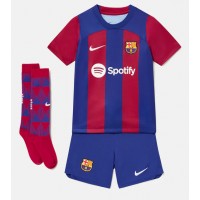 Koszulka piłkarska Barcelona Ferran Torres #7 Strój Domowy dla dzieci 2023-24 tanio Krótki Rękaw (+ Krótkie spodenki)